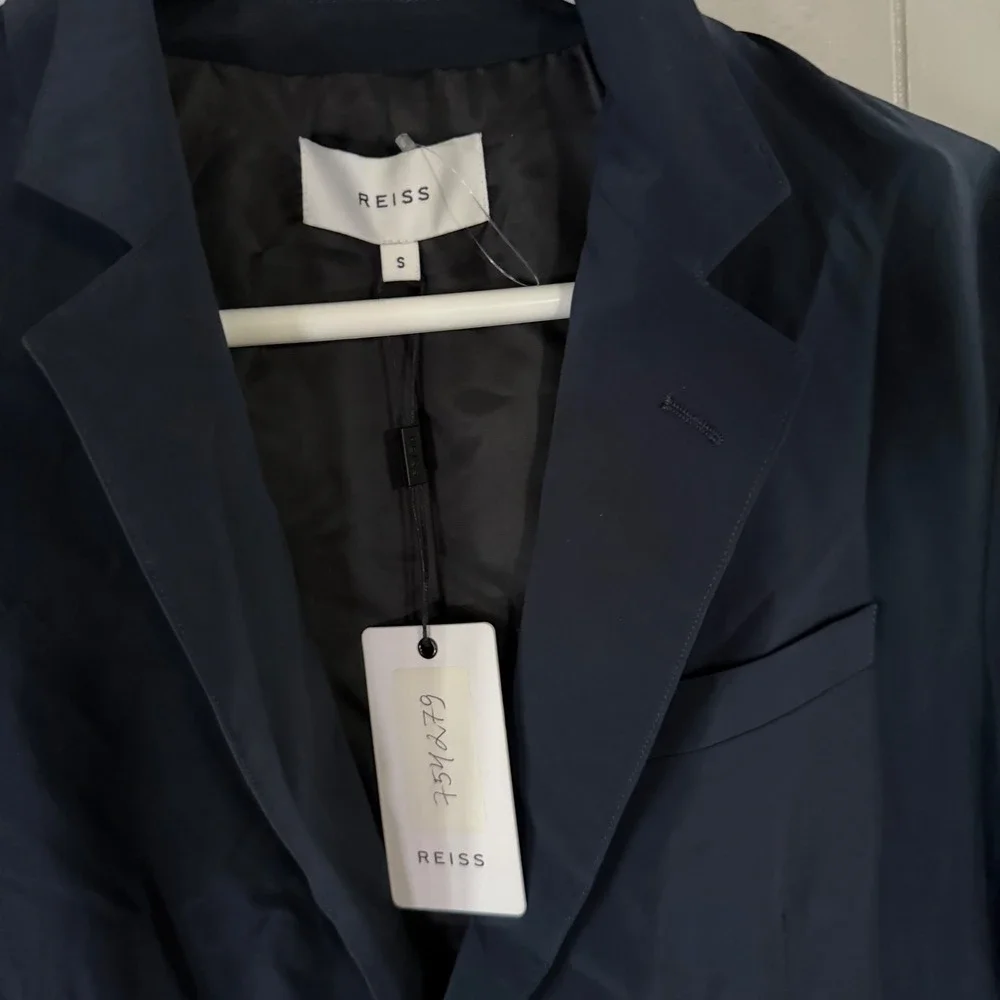 Reiss Unique-Nylon Blazer Mens S Navy Blue‎ Technical Two-Button Sport Coat